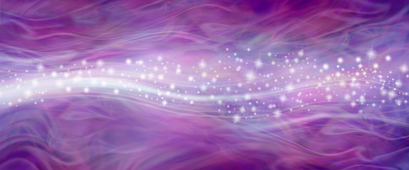 Wide purple pink sparkling celebration  whoosh banner - white lines flowing across a wide dark pink  background with sparkles and plenty of copy space for greeting text  