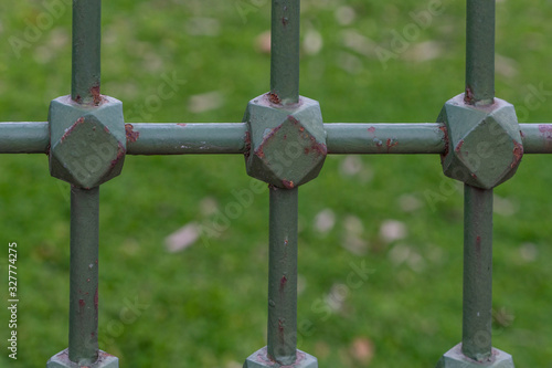 Steel garden fence green composite points without welding. © Ali Tellioglu