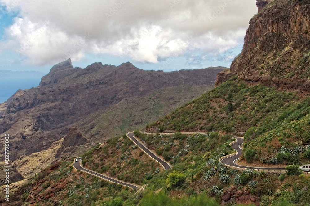 interesting narrow winding picturesque dangerous road to the city of Masca on Tenerife Spanish Canary Island