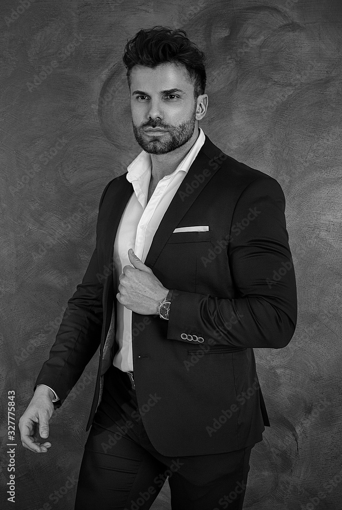 Portrait of handsome man in elegant suit. Portrait of handsome man in elegant suit.