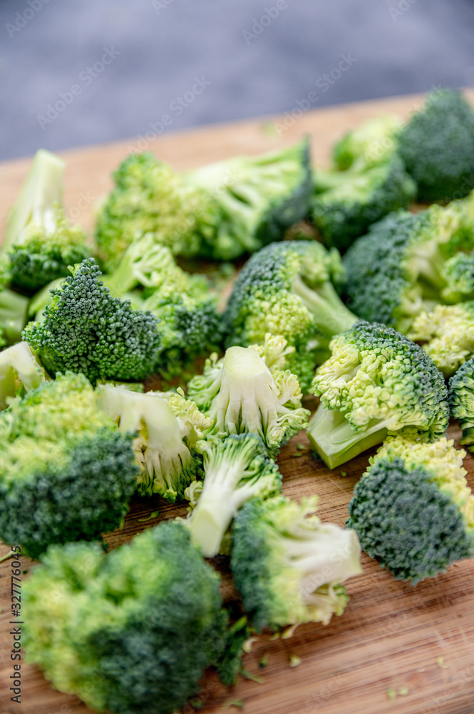 Healthy Green Organic Raw Broccoli Florets Ready for Cooking Healthy Green Organic Raw Broccoli Florets Ready for Cooking