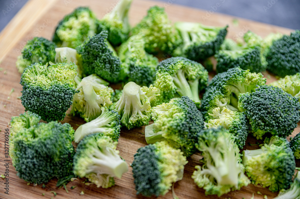 Healthy Green Organic Raw Broccoli Florets Ready for Cooking Healthy Green Organic Raw Broccoli Florets Ready for Cooking