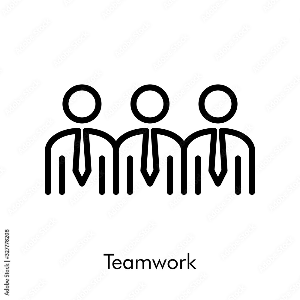 Concepto de negocios. Símbolo de trabajo en equipo. Icono plano lineal en color negro Concepto de negocios. Símbolo de trabajo en equipo. Icono plano lineal en color negro