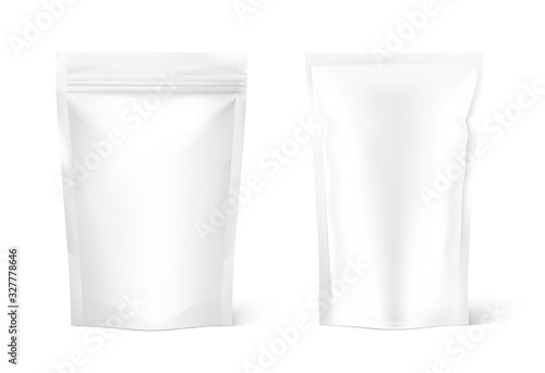 Pouch bag mockup isolated on white background. Vector illustration. Front view. Can be use for template your design, presentation, promo, ad. EPS10.	