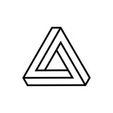Icono lineal triángulo tridimensional en perspectiva imposible en color negro