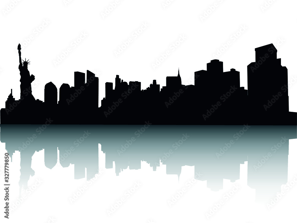 Vector Illustration of the Silhouette Skyline of New York City