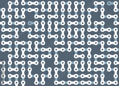 Vector art seamless texture white bicycle chain. Blue background.