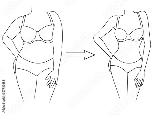 Body of woman on the way to lose weight