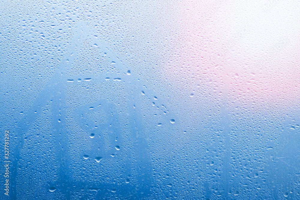 house painted on glass window with drops background house painted on glass window with drops background