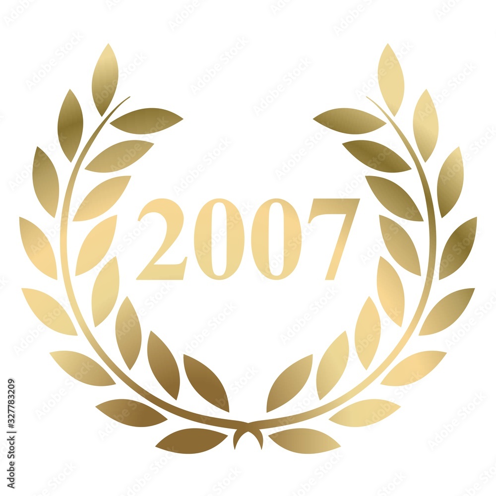 Year 2007 gold laurel wreath vector isolated on a white background Year 2007 gold laurel wreath vector isolated on a white background