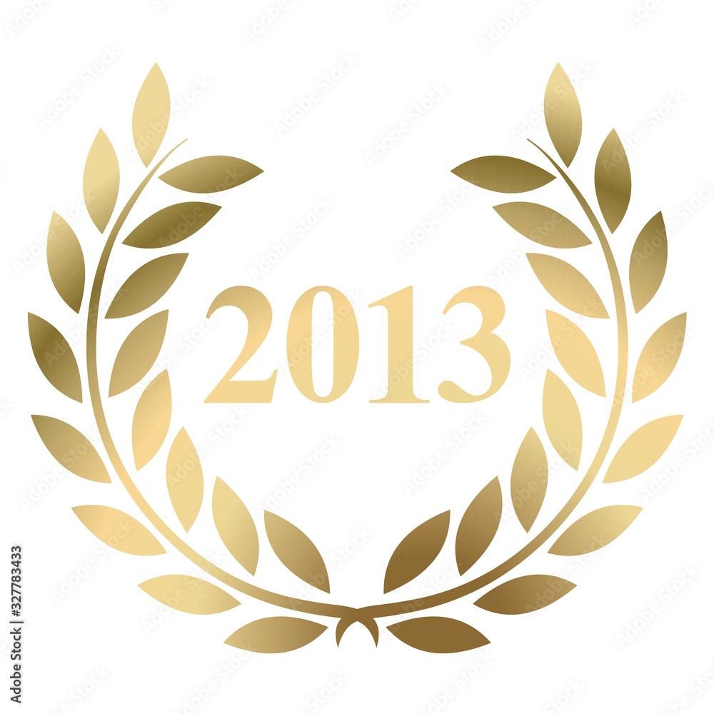 Year 2013 gold laurel wreath vector isolated on a white background Year 2013 gold laurel wreath vector isolated on a white background