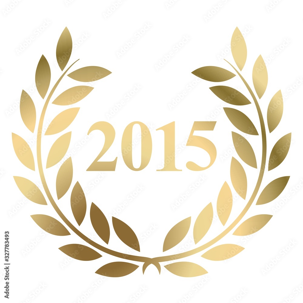 Year 2015 gold laurel wreath vector isolated on a white background Year 2015 gold laurel wreath vector isolated on a white background