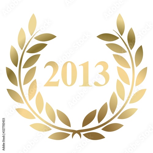 Year 2013 gold laurel wreath vector isolated on a white background 