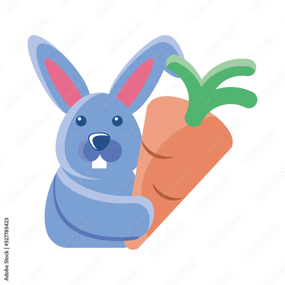 Fototapeta premium cute rabbit with an carrot on white background