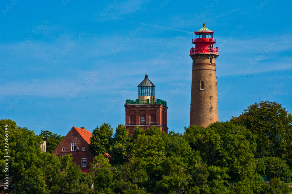 The lighthouses at Cape Arkona on the island of Rügen in the Baltic Sea