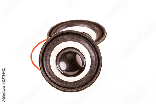 Sound speaker in closeup isolated
