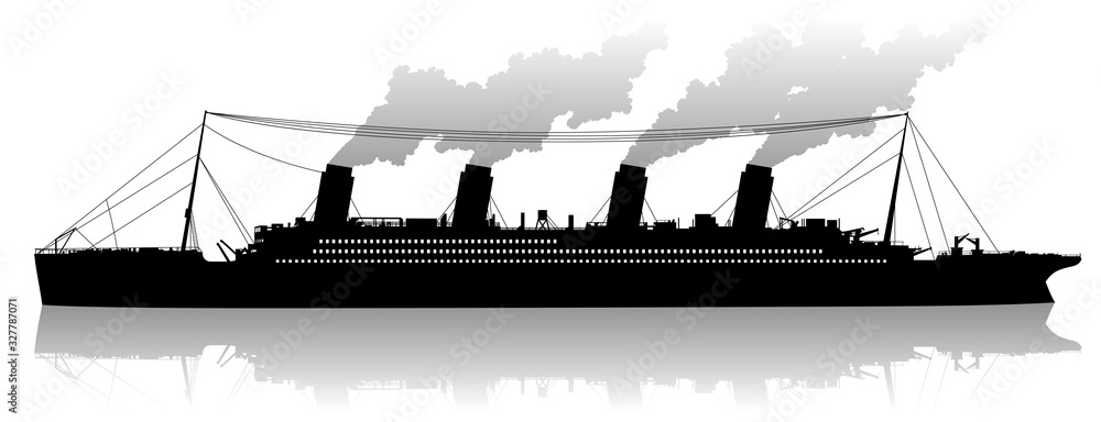 Silhouette of a steam cruise ship