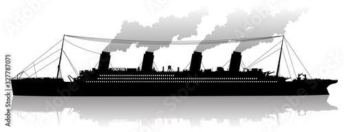 Silhouette of a steam cruise ship
