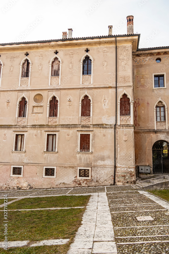 View on an ancient palace in the city of Feltre, province of Belluno, Veneto - Italy