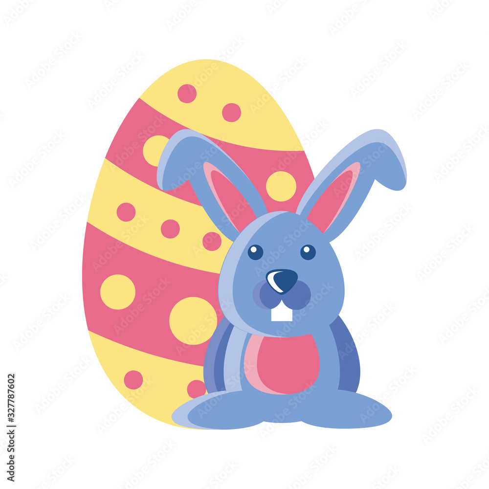 Obraz premium easter rabbit with eggs on white background