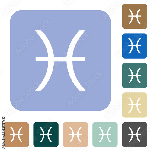 Pisces zodiac symbol rounded square flat icons