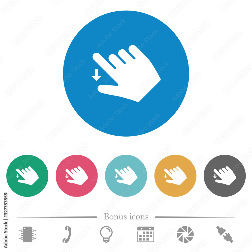 Right handed move down gesture flat round icons Right handed move down gesture flat round icons
