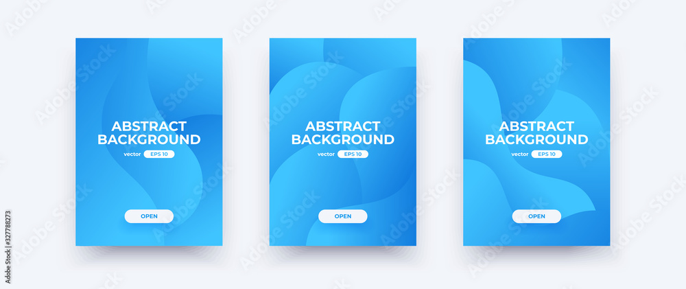 Abstract paper cut covers. Vertical banners, brochures, posters. Water template. Simple realistic design. Beautiful background. Flat style vector eps10 illustration. Blue color.