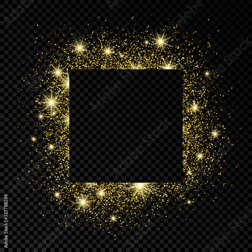 Greeting card with golden glitter background