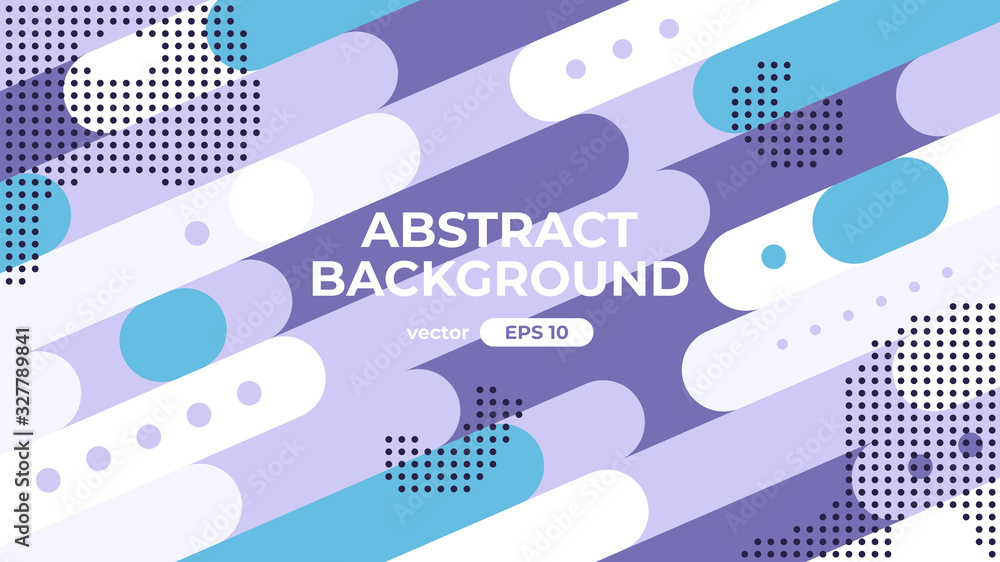 Abstract geometric background. Dynamic shapes composition. Simple modern design. Futuristic banner, poster, flyer, cover template. Flat style vector eps10 illustration. Purple and blue color.