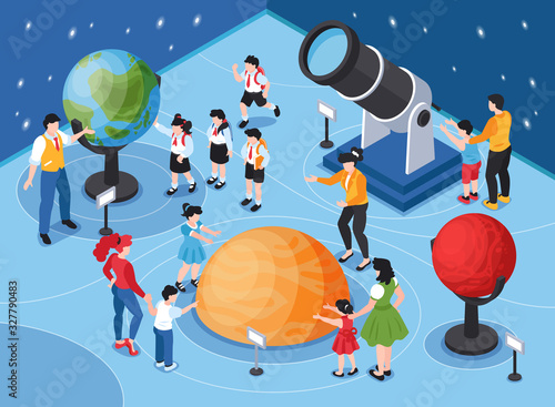 Planetarium Kids Isometric Composition