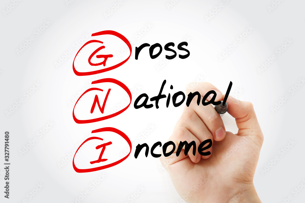 Fototapeta premium GNI, Gross National Income acronym, business concept background