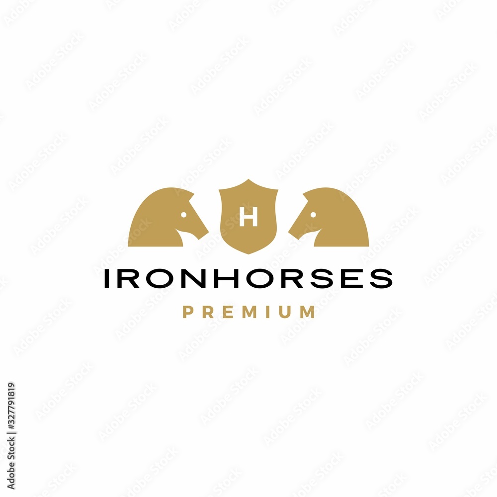 horse coat of arms logo vector icon illustration