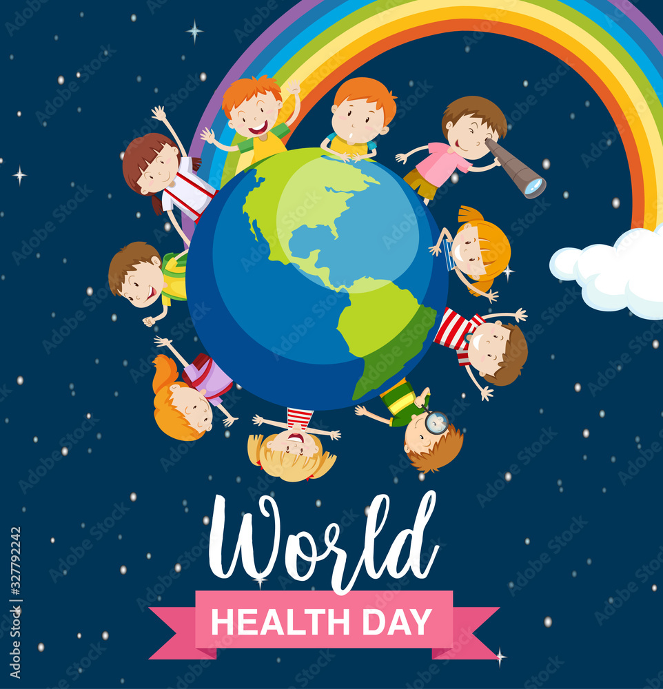 Naklejka premium Poster design for world health day with kids in background