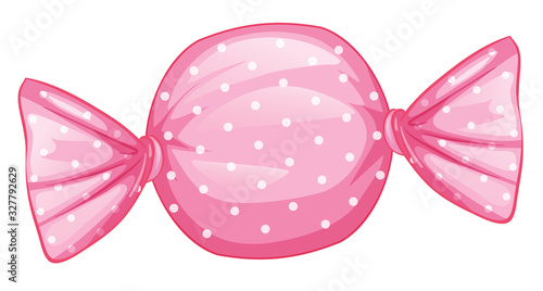 One piece of candy on white background