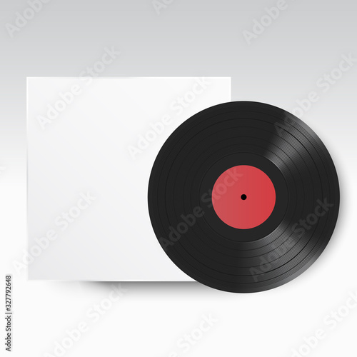 Realistic Vinyl Record with Cover Mockup. Front view