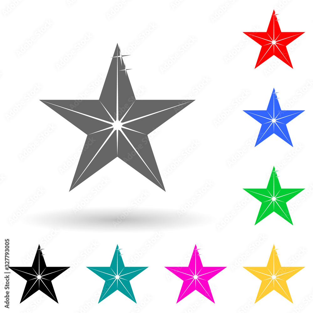 Five-pointed star multi color style icon. Simple glyph, flat vector of star icons for ui and ux, website or mobile application Five-pointed star multi color style icon. Simple glyph, flat vector of star icons for ui and ux, website or mobile application