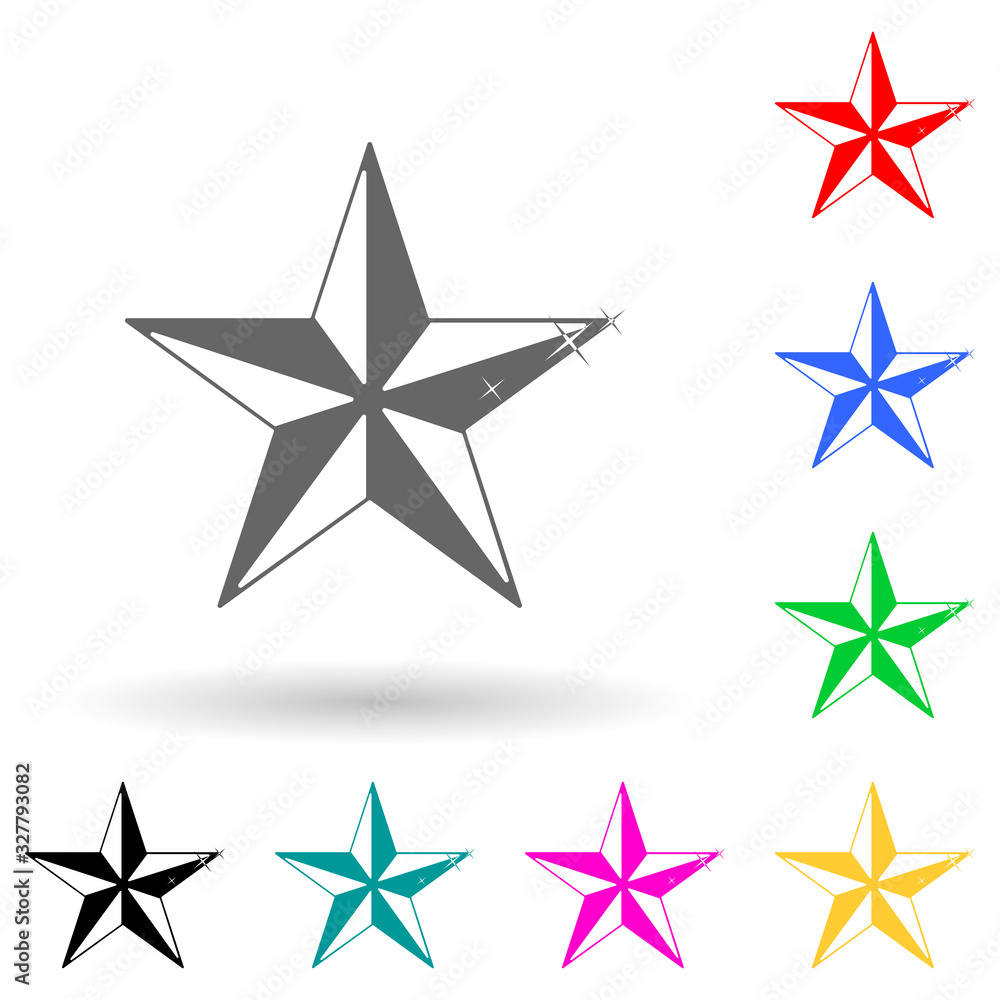 Five-pointed star multi color style icon. Simple glyph, flat vector of star icons for ui and ux, website or mobile application Five-pointed star multi color style icon. Simple glyph, flat vector of star icons for ui and ux, website or mobile application