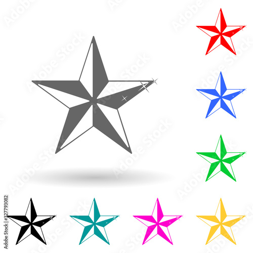 Five-pointed star multi color style icon. Simple glyph  flat vector of star icons for ui and ux  website or mobile application