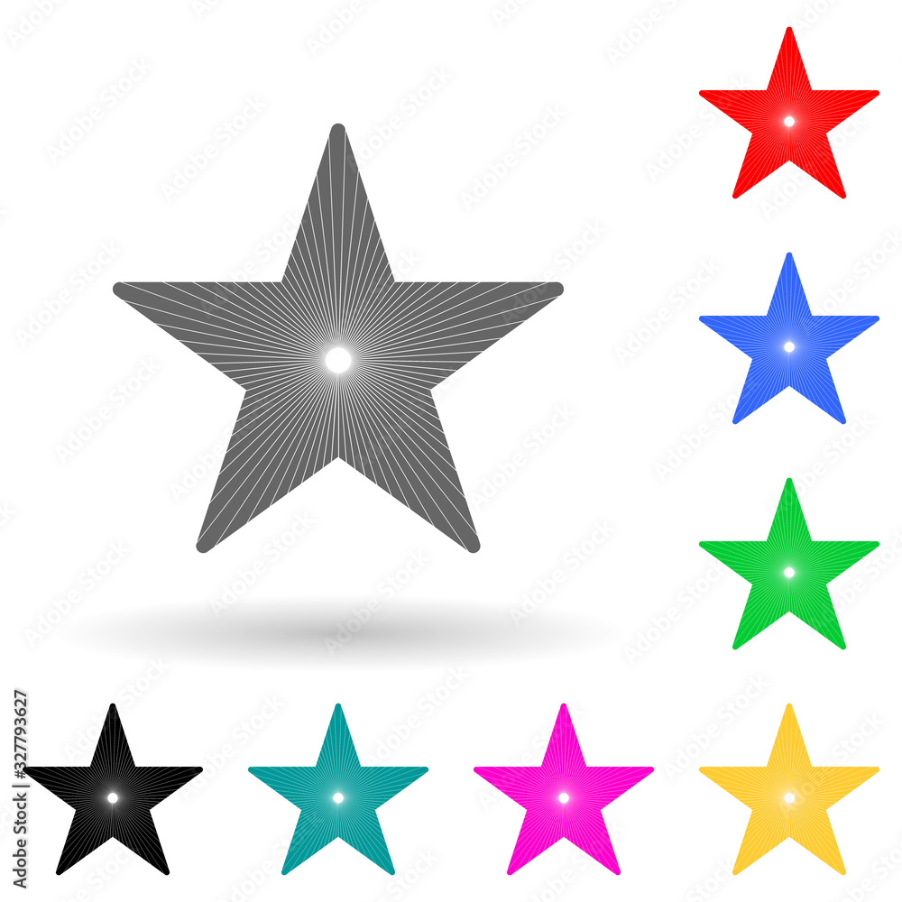 Obraz premium Five-pointed star multi color style icon. Simple glyph, flat vector of star icons for ui and ux, website or mobile application