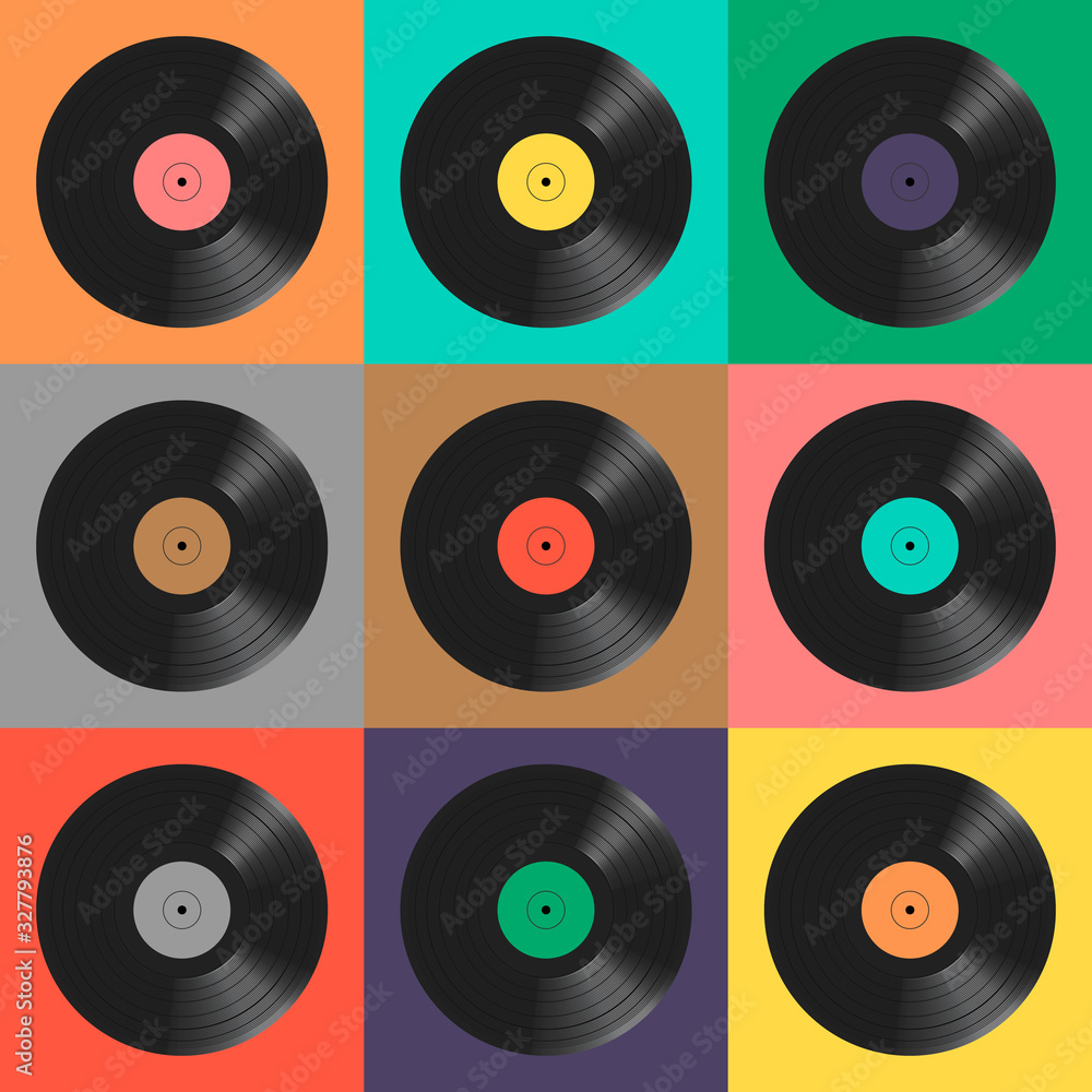 Vinyl records. Colorful background. Seamless pattern. Stock ...