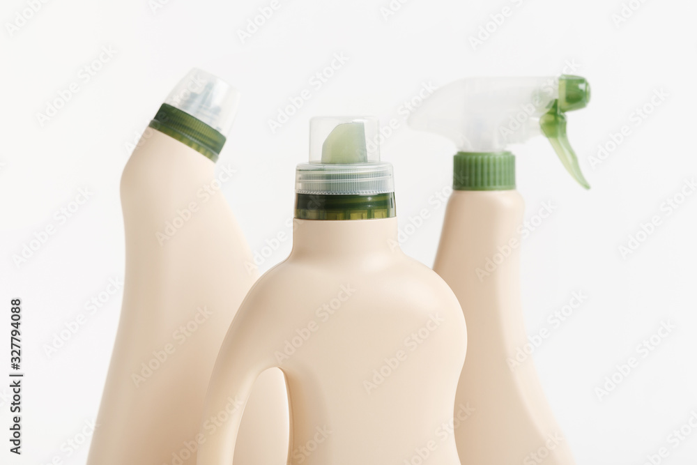 Bio chemical bottles for different surfaces on white Bio chemical bottles for different surfaces on white