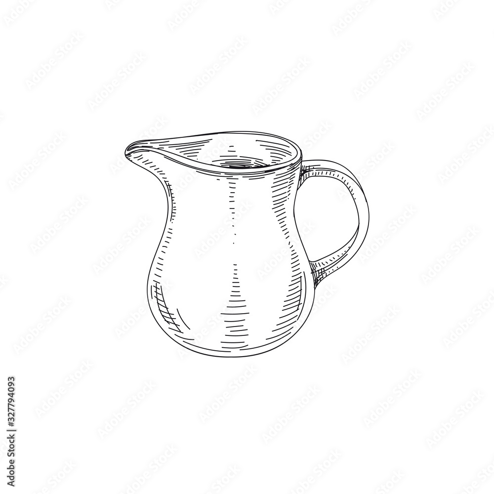 Jug hand drawn black and white vector illustration
