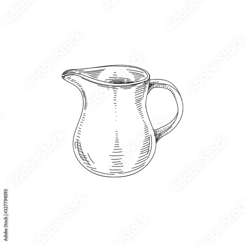 Jug hand drawn black and white vector illustration