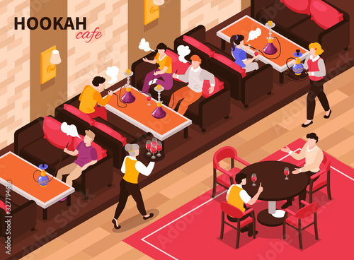 Hookah Cafe Isometric Composition