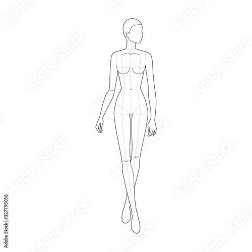 Fashion template of walking women looking right.. 