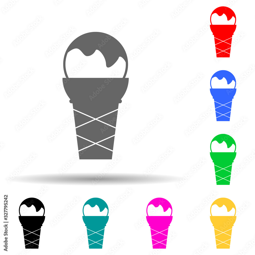 ice cream in a waffle cup multi color style icon. Simple glyph, flat vector of summer pleasure icons for ui and ux, website or mobile application ice cream in a waffle cup multi color style icon. Simple glyph, flat vector of summer pleasure icons for ui and ux, website or mobile application