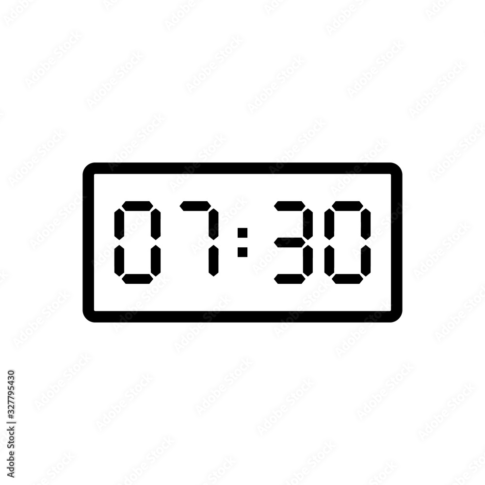 Digital clock displaying 7:30. Clipart image isolated on white background Digital clock displaying 7:30. Clipart image isolated on white background