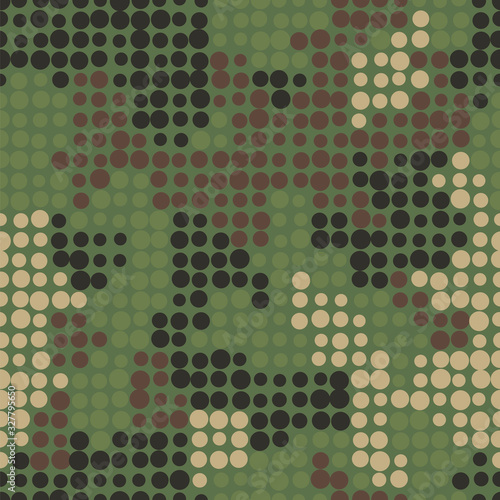 Military camouflage texture. Seamless green army and hunting pattern.