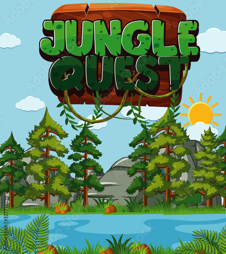 Scene with word related to nature and forest background