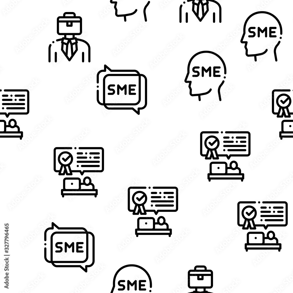Sme Business Company Seamless Pattern Vector Thin Line. Illustrations Sme Business Company Seamless Pattern Vector Thin Line. Illustrations